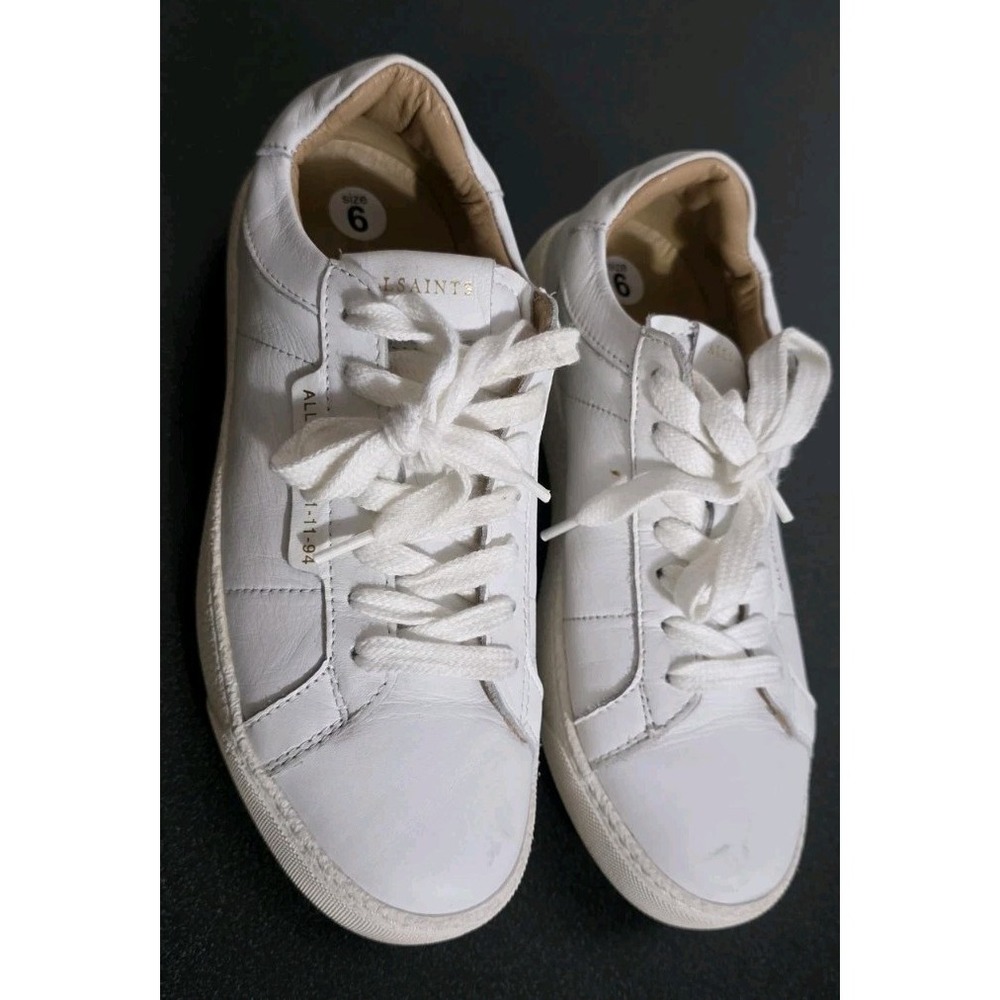 ALLSAINTS Sheer Low Top White Leather Casual Sneakers Women Shoes 6/35 Lace‎ Up